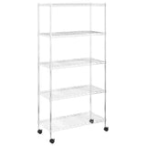 5-Tier Storage Shelf with Wheels 75x35x155 cm Chrome 250 kg 324629