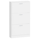 Shoe Cabinet High Gloss White 59x17x108 cm Engineered Wood 342530