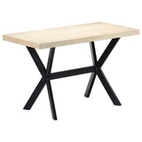 Dining Table White and black Solid mango wood, steel 120x60x75 cm 247442