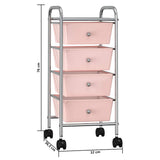 4-Drawer Mobile Storage Trolley Pink Plastic 320400