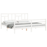 Bed Frame without Mattress White 200x200 cm Solid Wood 3194982