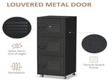 Rolling Storage Cabinet 3-Tier Mobile File Cabinet with Wheels & Metal Doors for Home Office, Living T3398P328285