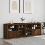 Sideboard with LED Lights Brown Oak 202x37x67 cm 3209050