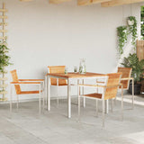 Garden Dining Set 5 pcs Solid Teak Wood and Stainless Steel 3334822