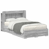 Bed Frame with Storage Grey Sonoma 120 x 190 cm Engineered Wood 3433841