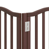 Dog Gate with Door Foldable 9 Panels Brown 450 cm Poplar Wood 3155603