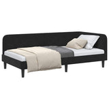 Corner Bed Frame with Headboard Black 90 x 200 cm Velvet 42016611