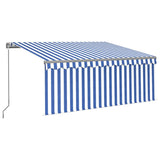 Manual Retractable Awning with Blind 3x2.5m Blue&White 3069376