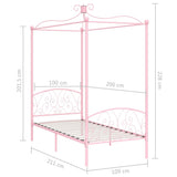 ZNTS 284487 Canopy Bed Frame without Mattress Pink Metal 100x200 cm