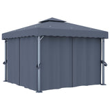 Gazebo with Curtain&LED String Lights 3x3 m Anthracite 3070347