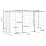 Outdoor Dog Kennel Galvanised Steel with Roof 7.26 m 3082303