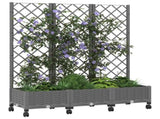 Garden Planter with Trellis&Wheels Light Grey PP 3423054