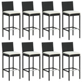 9 Piece Garden Bar Set with Cushions Black Poly Rattan 3203949