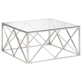 Coffee Table Silver Stainless Steel and Tempered Glass 349977