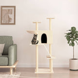 Cat Tree with Sisal Scratching Posts Cream 143 cm 171729
