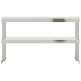 Work Table Overshelf 2-Tier 110x30x65 cm Stainless Steel 376449