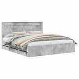Bed Frame with Drawer Concrete Grey 200 x 200 cm Engineer Wood 3410154
