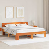 Bed Frame with Headboard Wax Brown 180 x 200 cm Solid Pine Wood 872559