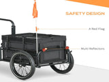 Steel Trailer for Bike, Bicycle Cargo Trailer with 65L Foldable Storage Box and Safe Reflectors, Max T3398P349477