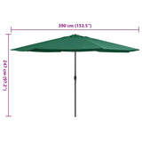 Garden Parasol with Metal Pole 390 cm Green 47379