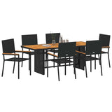 Garden Dining Set 7 pcs Black and Brown Poly Rattan 3365430