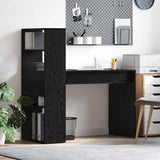 Desk with Shelf Black Oak 113 x 54 x 120 cm Engineered Wood 869275