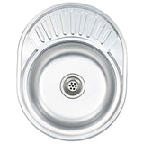 Kitchen Sink with Strainer and Trap Oval Stainless Steel 145072