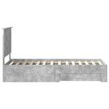 Bed Frame Concrete Grey and Silver 70 x 190 cm Engineered Wood 3411371