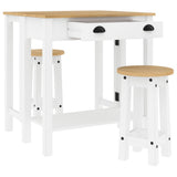 3 Piece Bar Set White Solid Wood Pine 4005698