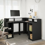 Desk with LED Lights Black 130x130x91 cm Engineered Wood 3309448