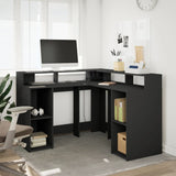 Desk with LED Lights Black 130x130x91 cm Engineered Wood 3309448