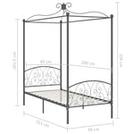 ZNTS 284480 Canopy Bed Frame without Mattress Grey Metal 90x200 cm
