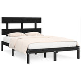 Bed Frame without Mattress Black 200x200 cm Solid Wood 3104697