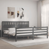 Bed Frame without Mattress Grey 200x200 cm Solid Wood 3194333