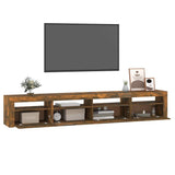 TV Cabinet with LED Lights Smoked Oak 240x35x40 cm 3152727