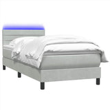 Box Spring Bed with Mattress&LED Light Grey 80x210 cm Velvet 3316953