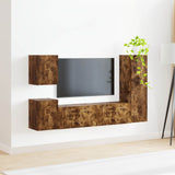TV Cabinet Set Wall-mounted 4 pcs Smoked Oak Engineered Wood 3409029
