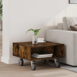 Side Table with Wheels Smoked Oak 50.5 x 50 x 30 cm 891028