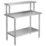 ZNTS Kitchen Work Table with Overshelf 120x60x120 cm Stainless Steel 3054468