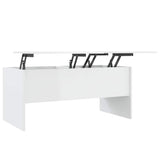 Coffee Table High Gloss White 102x50,5x46,5 cm Engineered Wood 809725