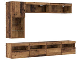 TV Cabinet with LED Wall-mounted 7 pcs Old Wood Engineered Wood 3402983