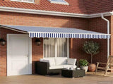 Manual Awning Frame with LEDs Blue and White 4 x 2 m 3420553