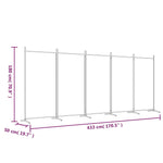 ZNTS 5-Panel Room Divider White 433x180 cm Fabric 350266