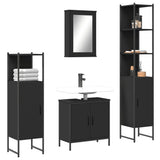 4 Piece Bathroom Furniture Set Black Engineered Wood 3214830