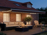 Manual Awning Frame with LEDs Brown and White 3 x 2 m 3420521