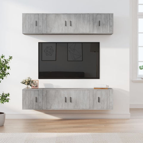 6 Piece TV Cabinet Set Concrete Grey Engineered Wood 3188658