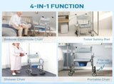 Rolling Shower Wheelchair for Seniors, Bedside Commode Chair with Locking Wheels, Seat, Backrest, T3398P554328