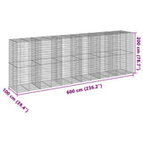 Gabion Basket with Cover 600x100x200 cm Galvanised Iron 3295235