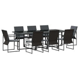 Garden Dining Set 9 pcs Black Steel 3335860