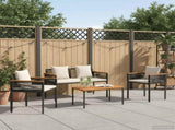 Outdoor Furniture Set Black and Cream White Poly Rattan 42025226